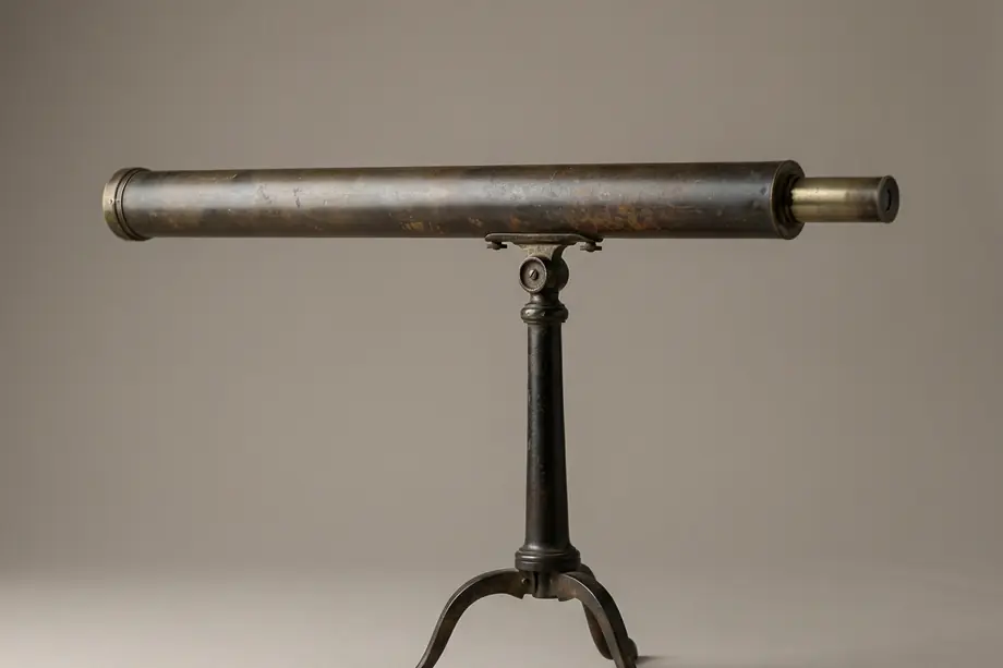 Brass telescope on a tripod stand