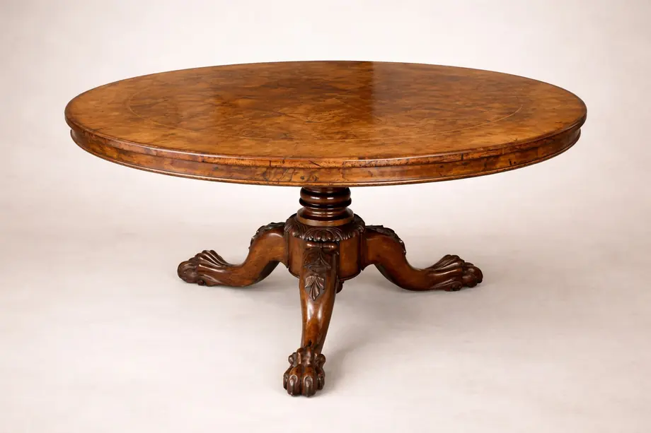 Burr walnut centre table
